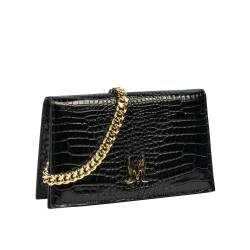 Sort dame skuldertaske 029g croco lak