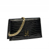 Sort dame skuldertaske 029g croco lak