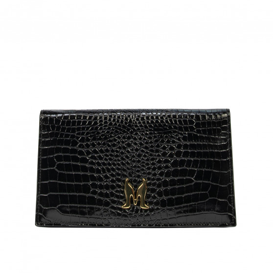 Sort dame skuldertaske 029g croco lak