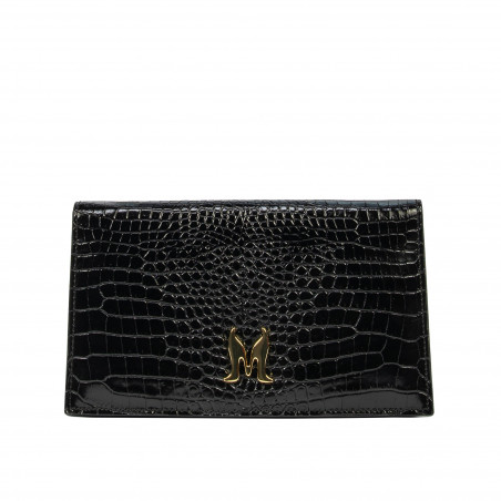 Sort dame skuldertaske 029g croco lak