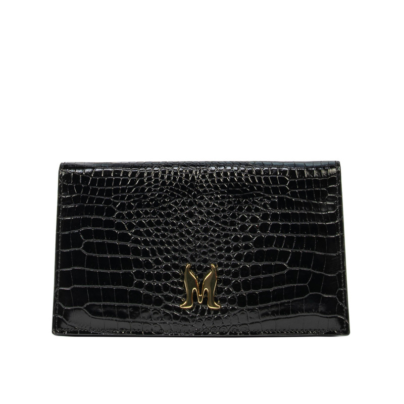 Sort dame skuldertaske 029g croco lak