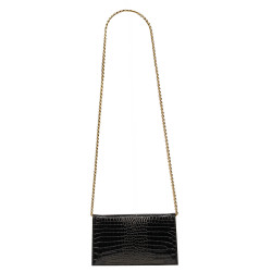 Sort dame skuldertaske 029g croco lak