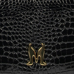 Sort dame skuldertaske 029g croco lak
