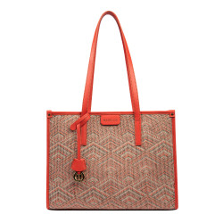 Dame strandtaske 031-1g lyserød kombineret motiv+orange