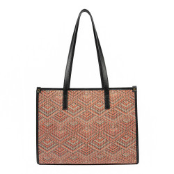 Kvindestrandtaske 031g kombineret pink motiv