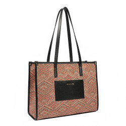 Kvindestrandtaske 031g kombineret pink motiv