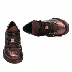Dame casual sko 6026 bordeaux perlemor kombineret