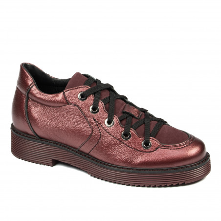 Dame casual sko 6026 bordeaux perlemor kombineret