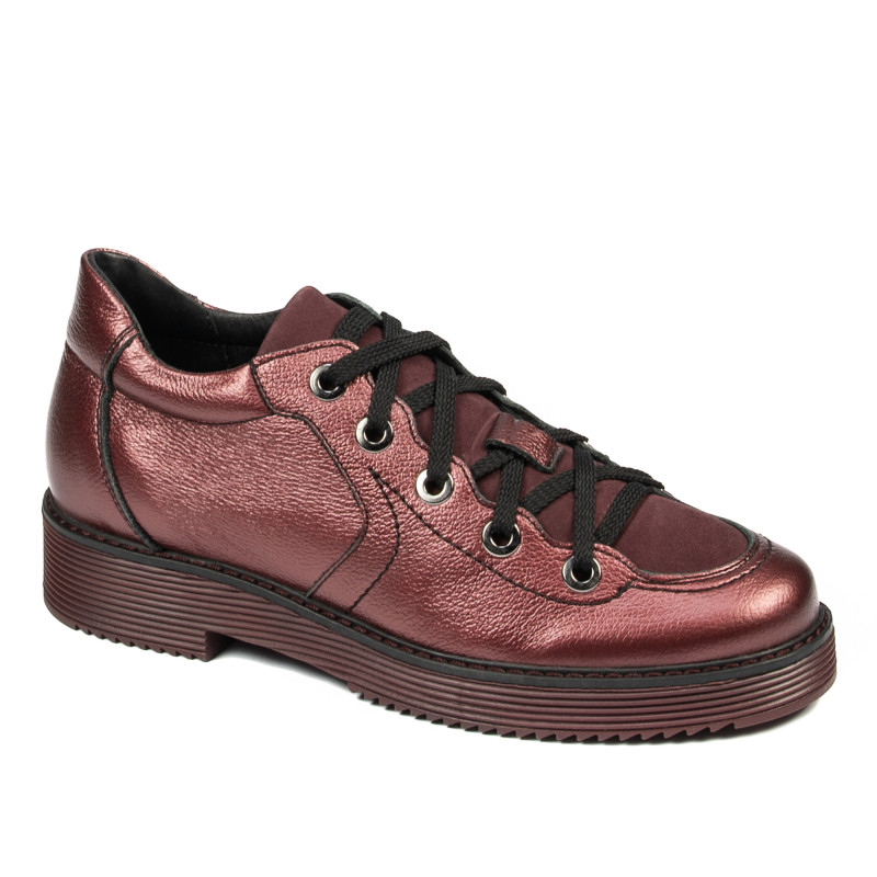 Dame casual sko 6026 bordeaux perlemor kombineret