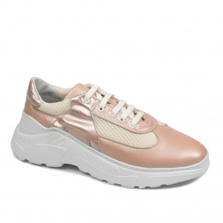 Damesneakers 6015 pudder perlemor kombineret