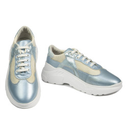 Damesneakers 6015 blå perlemor kombineret