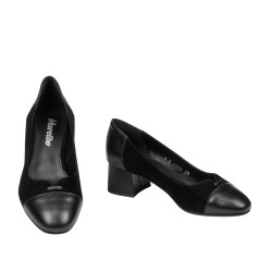 Elegante damesko 1332 sort velour kombineret