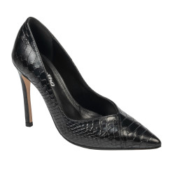 Elegante damesko 1330 sort krokodille