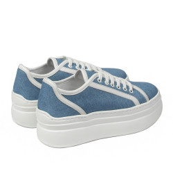 Damesportssko 6089 blå kombineret jeans