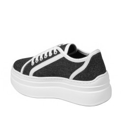 Damesneakers 6089 sort kombineret jeans