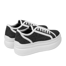 Damesneakers 6089 sort kombineret jeans
