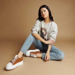 Dame sportssko 6083 brun kombineret lifestyle
