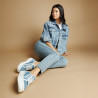Damesportssko 6089 blå kombineret jeans lifestyle