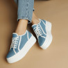 Damesportssko 6089 blå kombineret jeans lifestyle