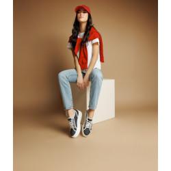 Damesneakers 6089 sort kombineret jeans lifestyle