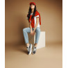 Damesneakers 6089 sort kombineret jeans lifestyle