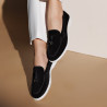 Damesmokkasiner 6082 sort ruskind lifestyle