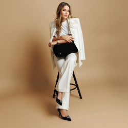 Elegante damesko 1318 sort velour lifestyle