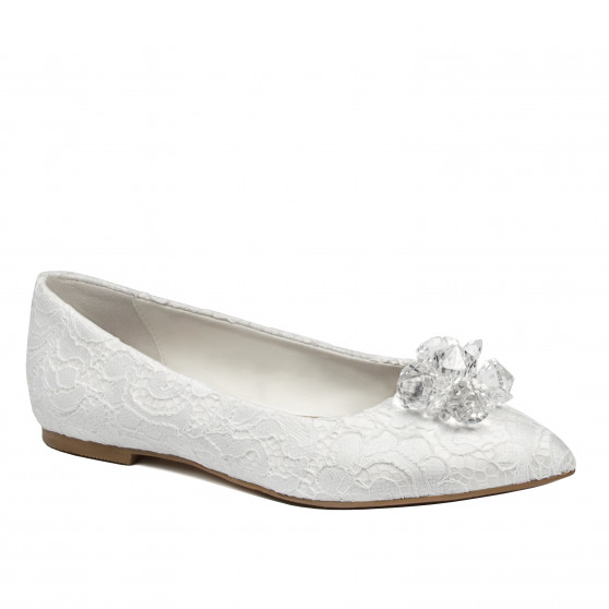 Damesko 1354 hvid satin ballerina