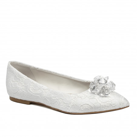 Damesko 1354 hvid satin ballerina