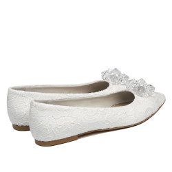 Damesko 1354 hvid satin ballerina