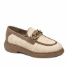Damesko casual 6092 beige raffia kombineret