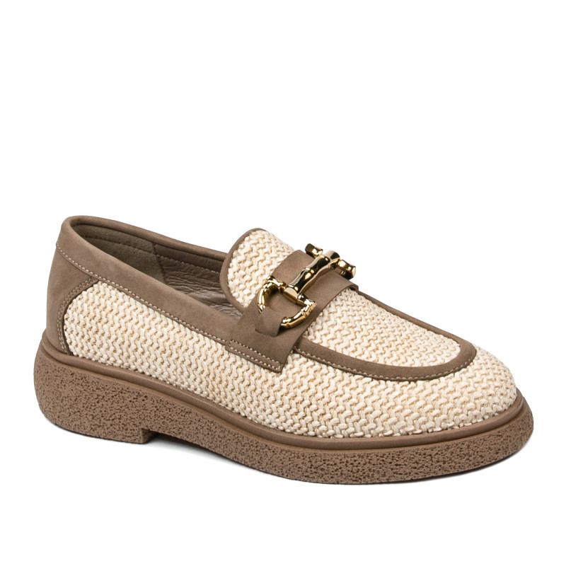 Damesko casual 6092 beige raffia kombineret