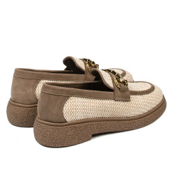 Damesko casual 6092 beige raffia kombineret