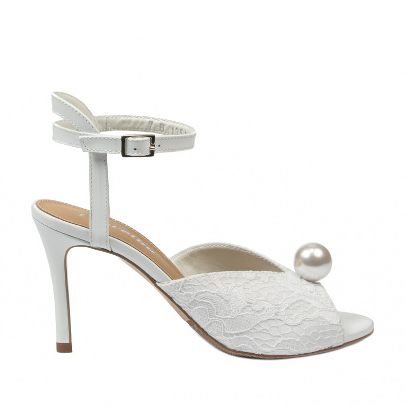 Damesandaler 1351 hvid satin