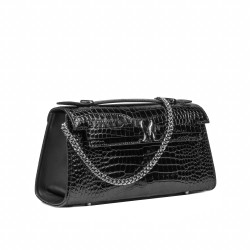 Dame skuldertaske 041g 01 croco lak sort