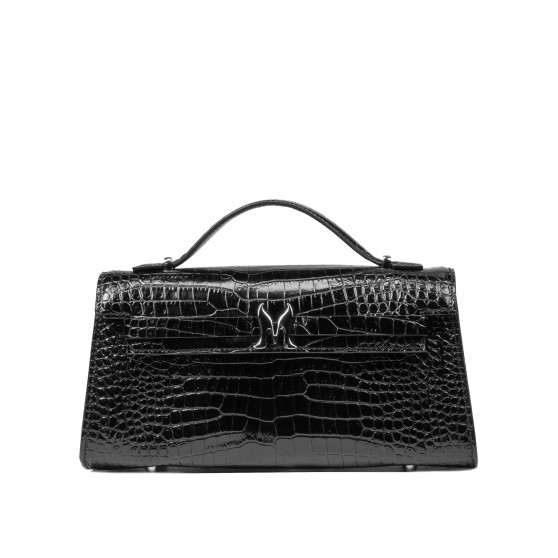 Dame skuldertaske 041g 01 croco lak sort