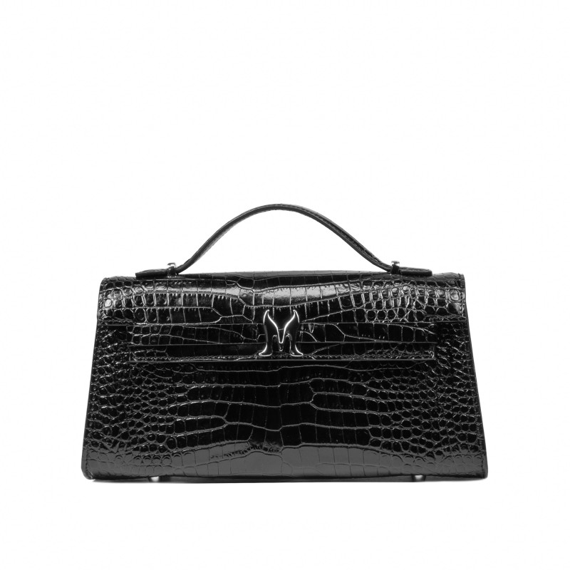 Dame skuldertaske 041g 01 croco lak sort