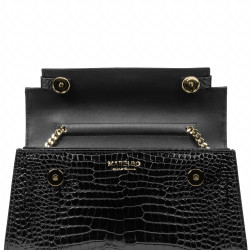 Dame skuldertaske 041g croco lak sort