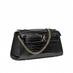 Dame skuldertaske 041g croco lak sort