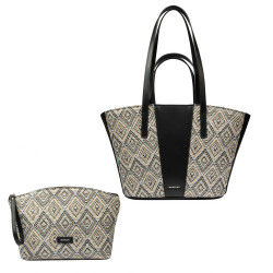 Dame strandtaske 044g 01 raffia noir