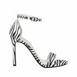 Damesandaler 1349 satin zebra hvid