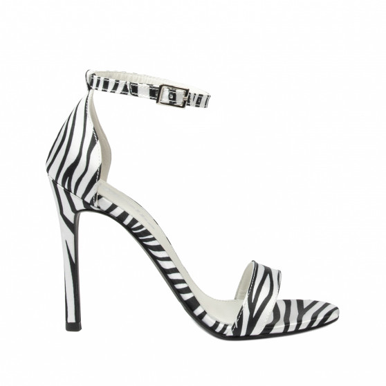 Damesandaler 1349 satin zebra hvid