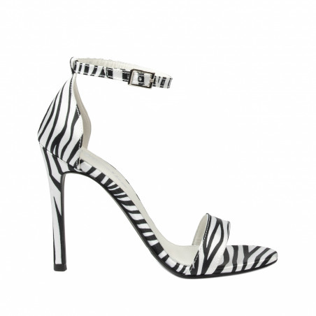 Damesandaler 1349 satin zebra hvid