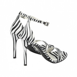 Damesandaler 1349 satin zebra hvid