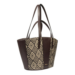 Strandtaske til dame 044g raffia kakao