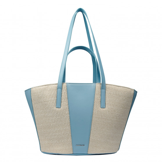 Dame strandtaske 044g 01 blue sky+rafia