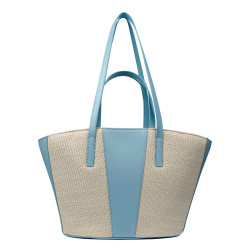 Dame strandtaske 044g 01 blue sky+rafia