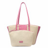 Dame strandtaske 044g 01 lyserød barbie+rafia