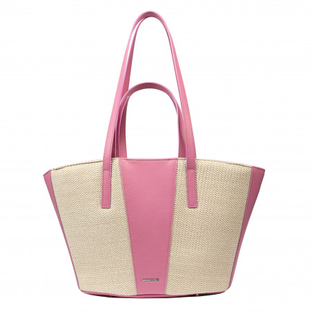 Dame strandtaske 044g 01 lyserød barbie+rafia