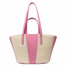 Dame strandtaske 044g 01 lyserød barbie+rafia